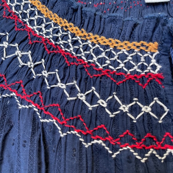 Velvet By Graham Spencer | Trudie Embroidered Smocked Tassel Tie Top Boho Blouse - Picture 10 of 16